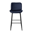Aniya Bar Stool Chair Set of 2- Black Metal Legs- Dark Blue Velvet
