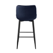 Aniya Bar Stool Chair Set of 2- Black Metal Legs- Dark Blue Velvet