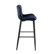 Aniya Bar Stool Chair Set of 2- Black Metal Legs- Dark Blue Velvet