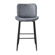 Aniya Bar Stool Chair Set of 2- Black Metal Legs- Dark Gray Velvet