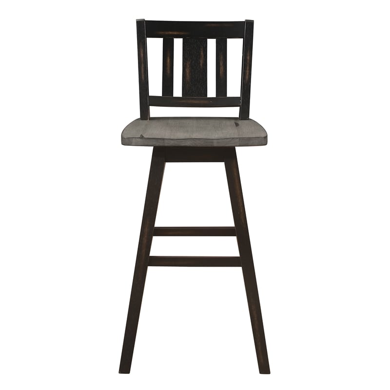 Ati 29 Inch Bar Height Stool Swivel Chairs Set of 2- Vertical Slat Back