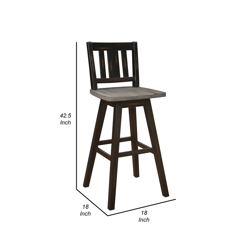 Ati 29 Inch Bar Height Stool Swivel Chairs Set of 2- Vertical Slat Back