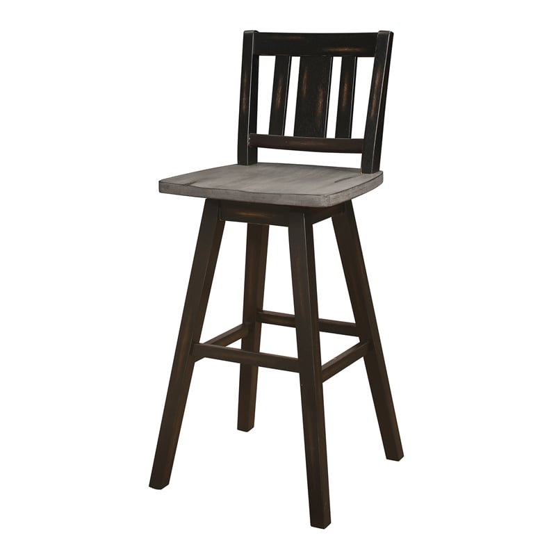 Ati 29 Inch Bar Height Stool Swivel Chairs Set of 2- Vertical Slat Back
