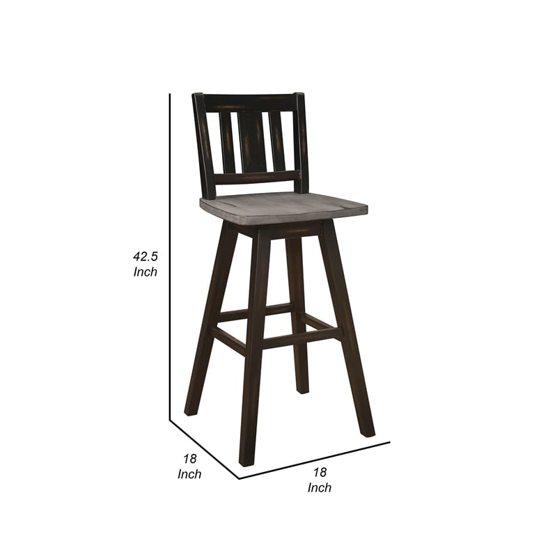 Ati 29 Inch Bar Height Stool Swivel Chairs Set of 2- Vertical Slat Back