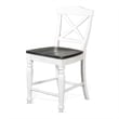 Orso Counter Stool Chair Set of 2- Crossback Dark Brown White Mahogany