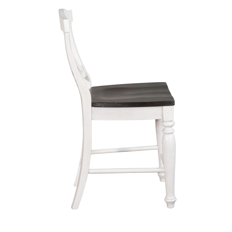 Orso Counter Stool Chair Set of 2- Crossback Dark Brown White Mahogany