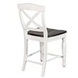 Orso Counter Stool Chair Set of 2- Crossback Dark Brown White Mahogany