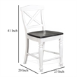 Orso Counter Stool Chair Set of 2- Crossback Dark Brown White Mahogany