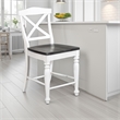 Orso Counter Stool Chair Set of 2- Crossback Dark Brown White Mahogany