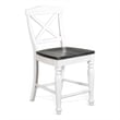 Orso Counter Stool Chair Set of 2- Crossback Dark Brown White Mahogany