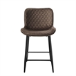 Aniya Counter Stool Chair Set of 2- Black Metal Legs- Brown Velvet