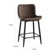 Aniya Counter Stool Chair Set of 2- Black Metal Legs- Brown Velvet