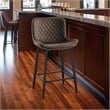 Aniya Counter Stool Chair Set of 2- Black Metal Legs- Brown Velvet