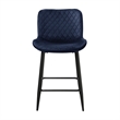 Aniya Counter Stool Chair Set of 2- Black Metal Leg- Dark Blue Velvet