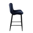 Aniya Counter Stool Chair Set of 2- Black Metal Leg- Dark Blue Velvet
