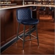 Aniya Counter Stool Chair Set of 2- Black Metal Leg- Dark Blue Velvet