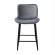 Aniya Counter Stool Chair Set of 2- Black Metal Leg- Dark Gray Velvet