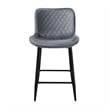 Aniya Counter Stool Chair Set of 2- Black Metal Leg- Dark Gray Velvet