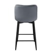 Aniya Counter Stool Chair Set of 2- Black Metal Leg- Dark Gray Velvet