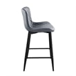 Aniya Counter Stool Chair Set of 2- Black Metal Leg- Dark Gray Velvet