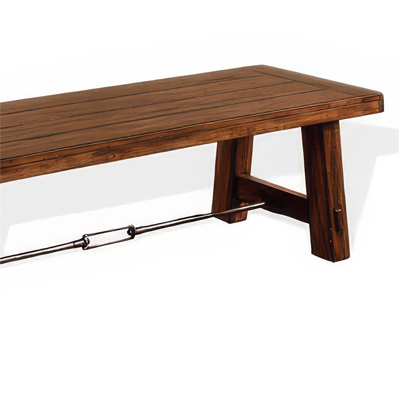 Reggie Wooden Bench - Mahogany Wood- Angled Legs- Turnbuckle Accents