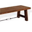 Reggie Wooden Bench - Mahogany Wood- Angled Legs- Turnbuckle Accents