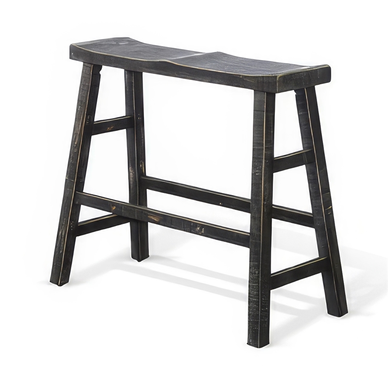 Rena Bar Height Bench- Trestle Legs with Footrests- Mahogany Wood