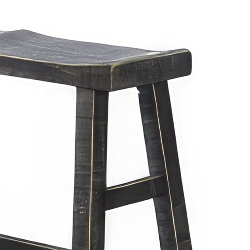 Rena Bar Height Bench- Trestle Legs with Footrests- Mahogany Wood