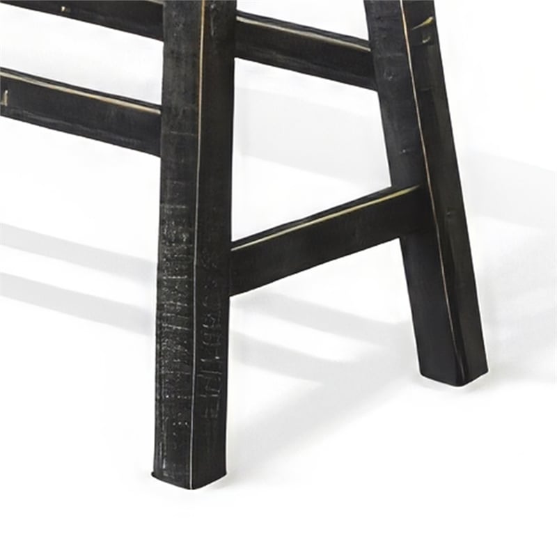 Rena Bar Height Bench- Trestle Legs with Footrests- Mahogany Wood