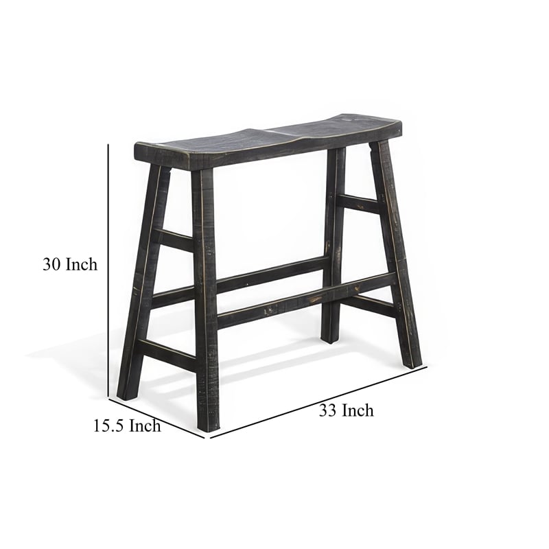 Rena Bar Height Bench- Trestle Legs with Footrests- Mahogany Wood