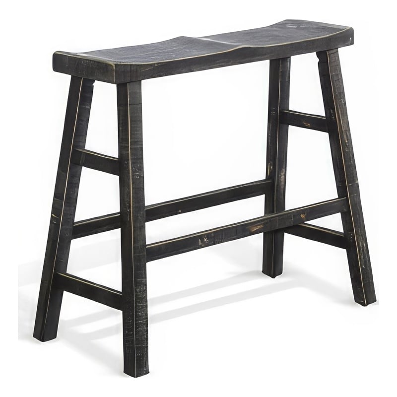 Rena Bar Height Bench- Trestle Legs with Footrests- Mahogany Wood