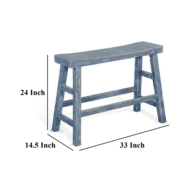 Rena Counter Height Bench- Trestle Legs with Footrests- Mahogany Wood Frame