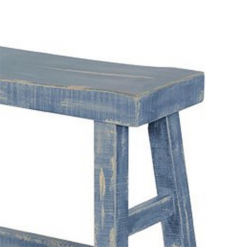 Rena Counter Height Bench- Trestle Legs with Footrests- Mahogany Wood Frame