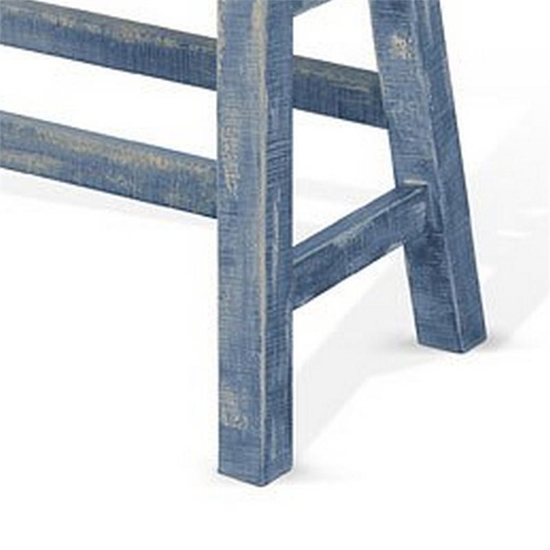 Rena Counter Height Bench- Trestle Legs with Footrests- Mahogany Wood Frame