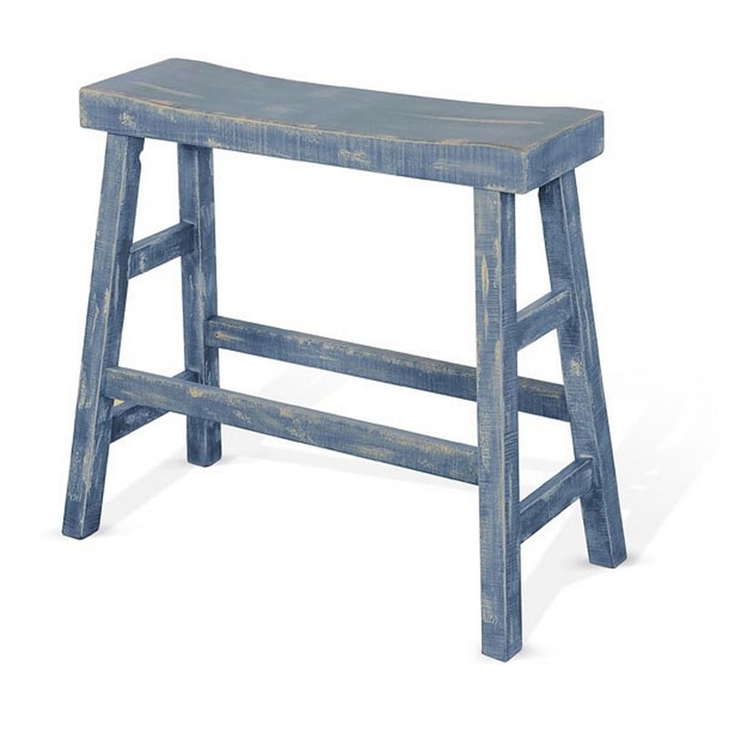 Rena Bar Height Bench- Trestle Legs with Footrests- Mahogany Wood