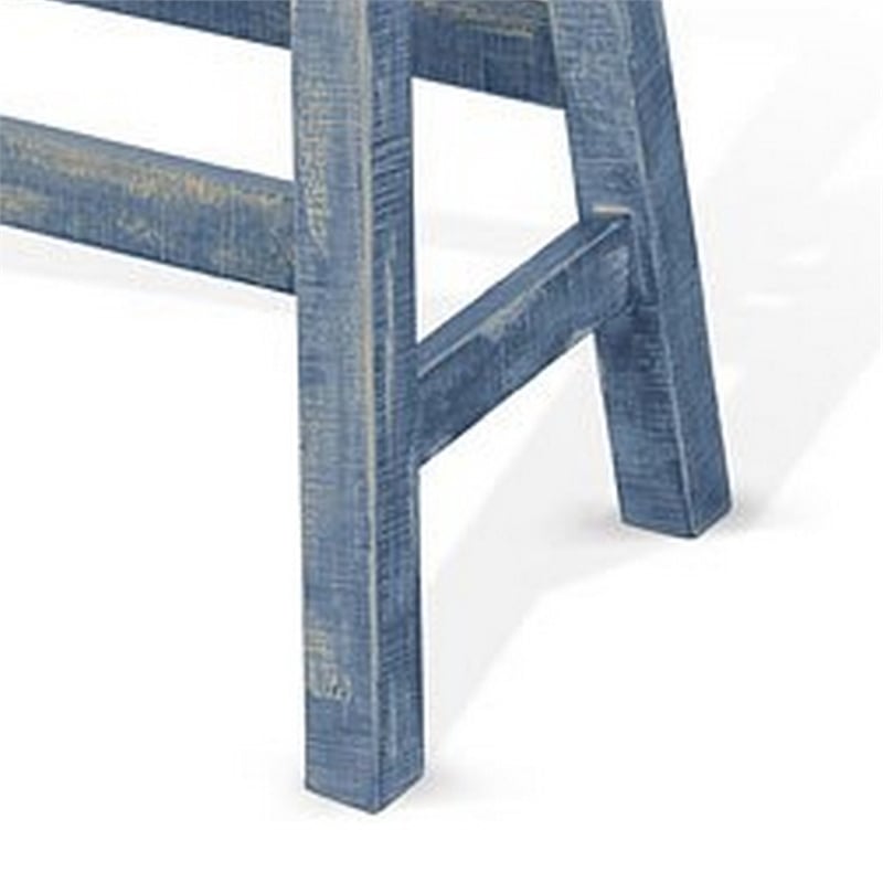 Rena Bar Height Bench- Trestle Legs with Footrests- Mahogany Wood