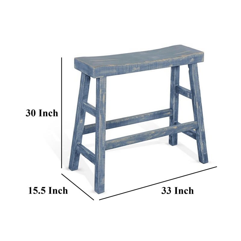 Rena Bar Height Bench- Trestle Legs with Footrests- Mahogany Wood