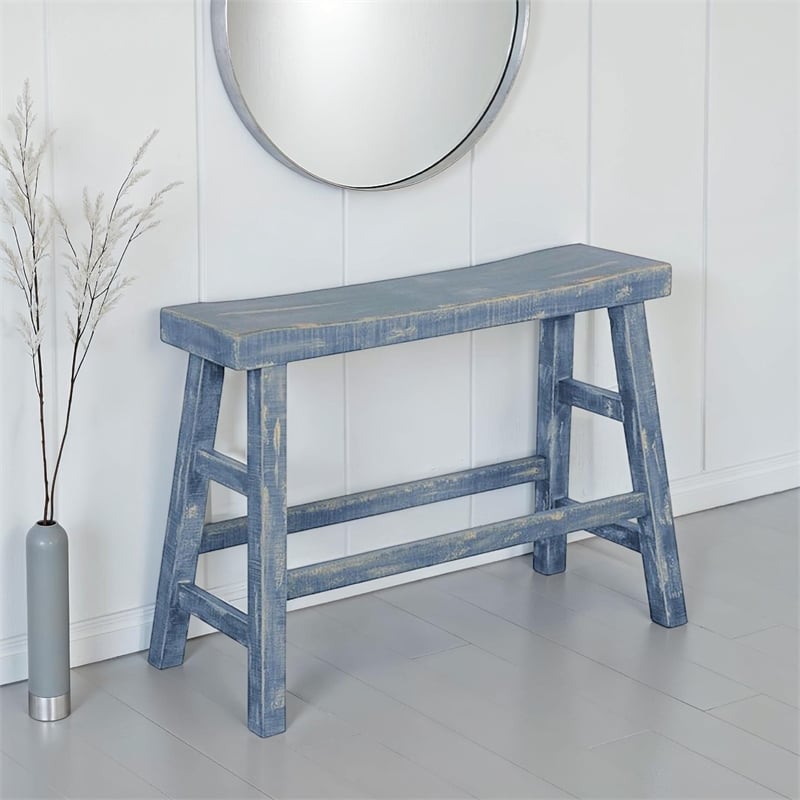 Rena Bar Height Bench- Trestle Legs with Footrests- Mahogany Wood