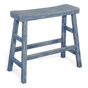 Rena Bar Height Bench- Trestle Legs with Footrests- Mahogany Wood