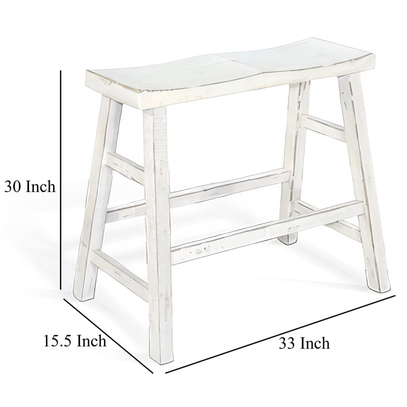 Rena Bar Height Bench- Trestle Legs with Footrests- Mahogany Wood