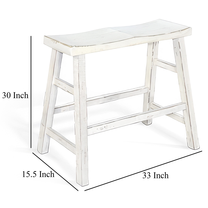 Rena Bar Height Bench- Trestle Legs with Footrests- Mahogany Wood