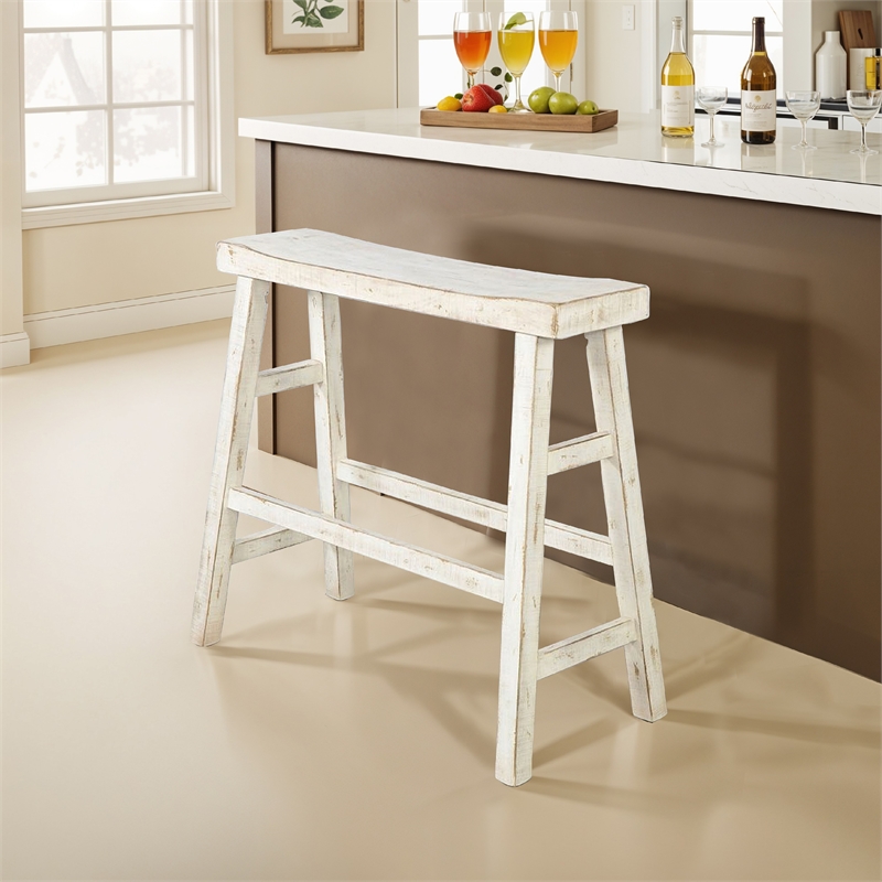 Rena Bar Height Bench- Trestle Legs with Footrests- Mahogany Wood