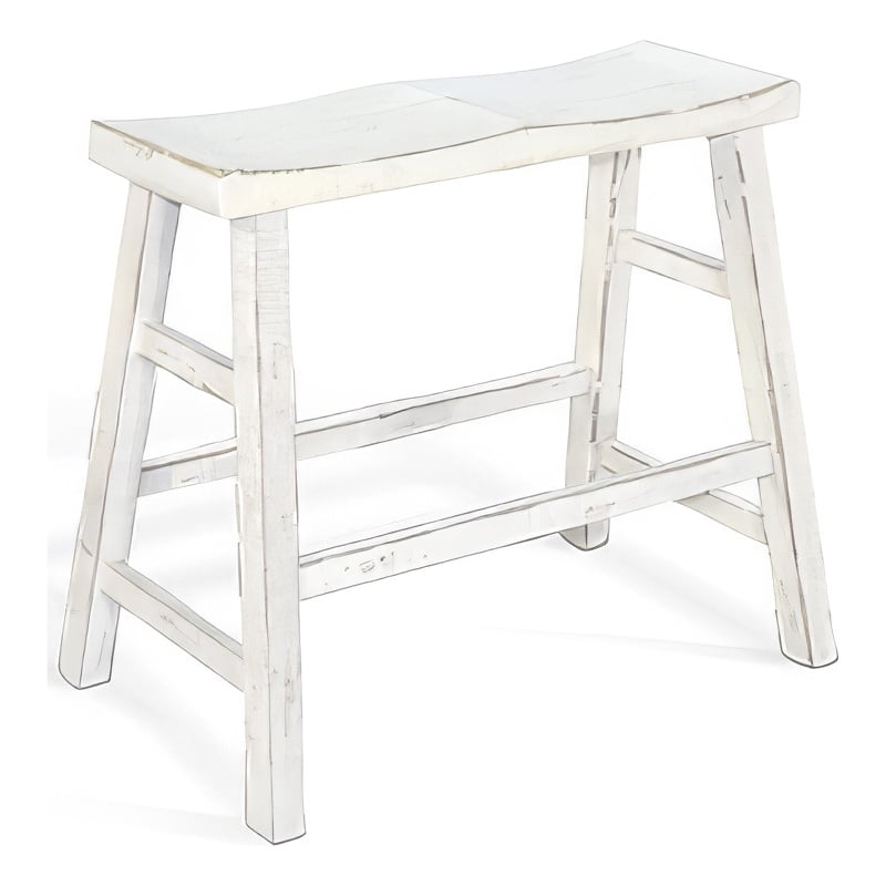Rena Bar Height Bench- Trestle Legs with Footrests- Mahogany Wood