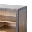 Ayka TV Stand Media Cabinet- Black Metal- Antique Brown Wood 63 Inch
