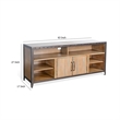 Ayka TV Stand Media Cabinet- Black Metal- Antique Brown Wood 63 Inch