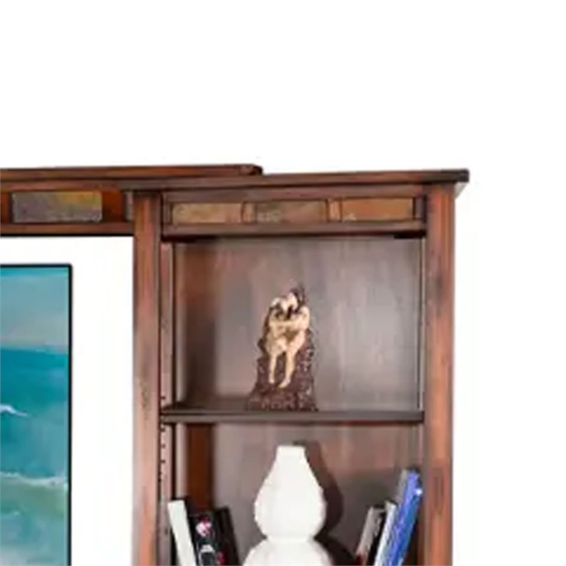 Odel TV Stand Media Cabinet- Natural Slate Inlay- Dark Brown 60 Inch