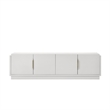 Penny TV Stand Media Cabinet- Adjustable Shelves- 4 Doors- White Wood