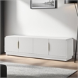 Penny TV Stand Media Cabinet- Adjustable Shelves- 4 Doors- White Wood