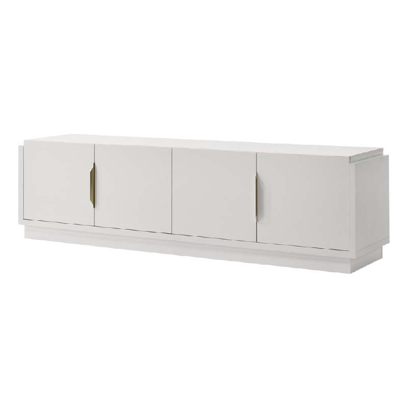 Penny TV Stand Media Cabinet- Adjustable Shelves- 4 Doors- White Wood