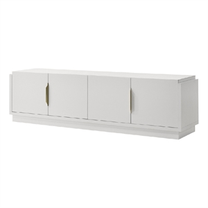 Penny TV Stand Media Cabinet- Adjustable Shelves- 4 Doors- White Wood
